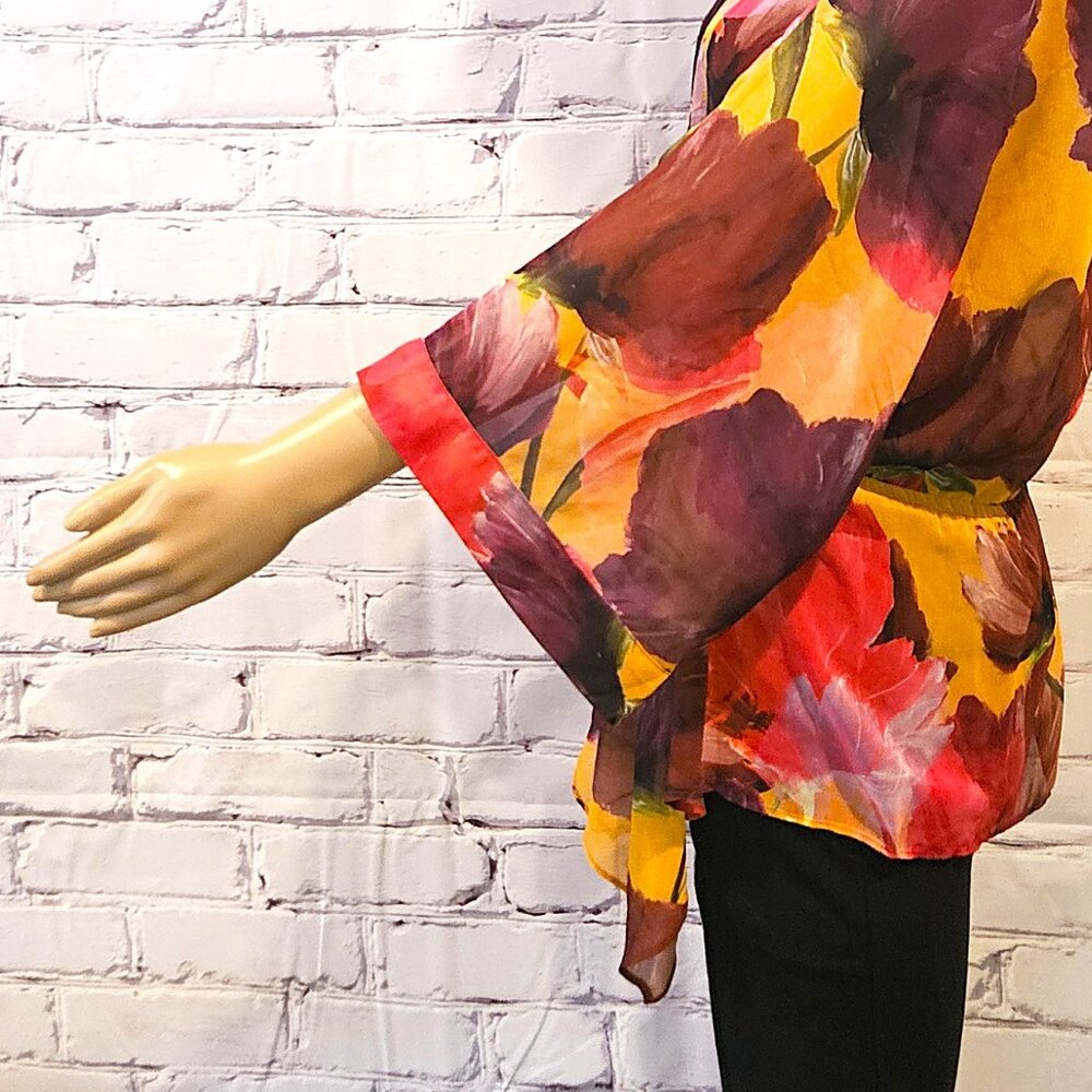 MELANIE LYNE - Colourful floral print sheer kimono - Picture 9 of 11